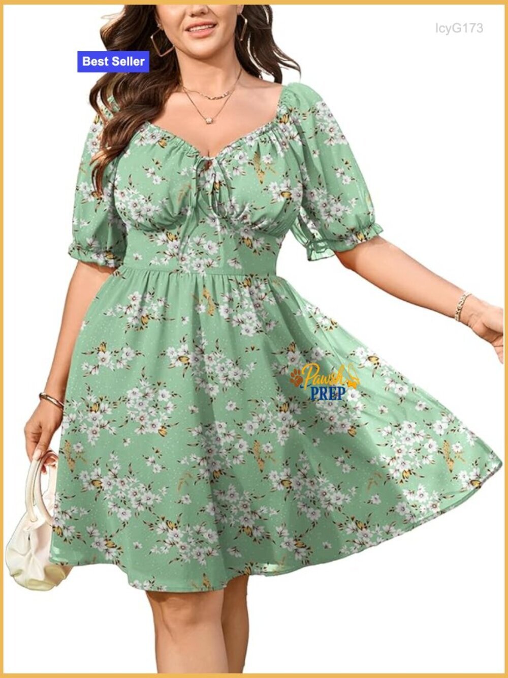 Plus Size Floral Chiffon Dress Sweetheart Neckline Tie Front Mini